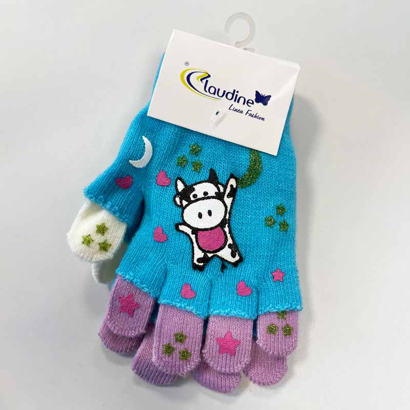 Детски Ръкавички Кравичка, Сини/Лилави, 6-10 Год.