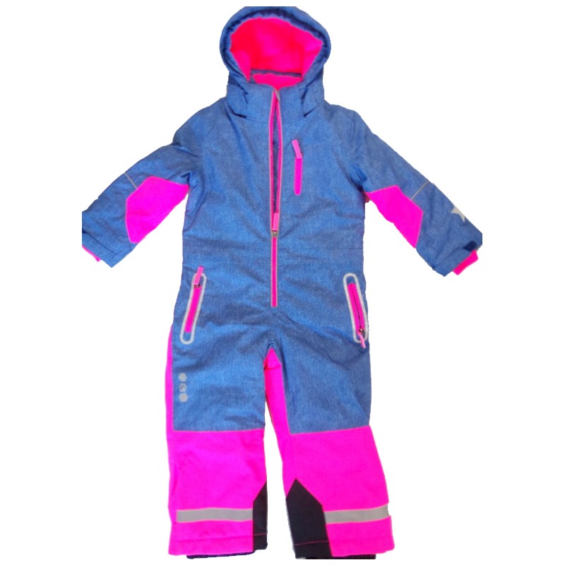 Children's Winter Set Jumpsuit, Denim Blue-Pink