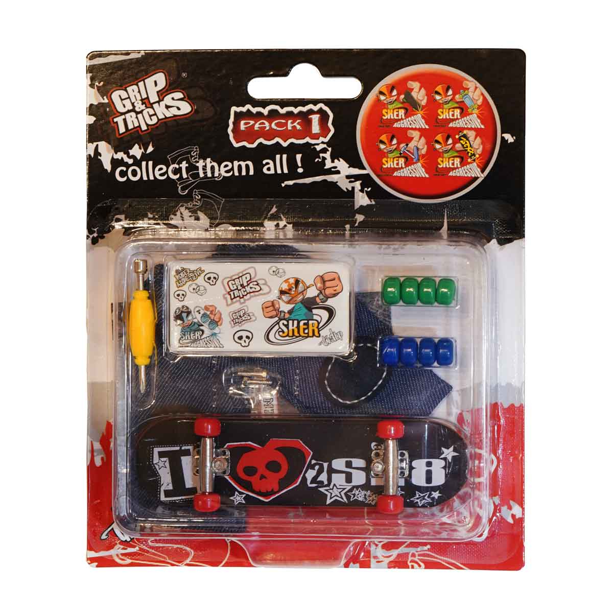 Играчка За Пръсти Skateboard, Черен, с Череп