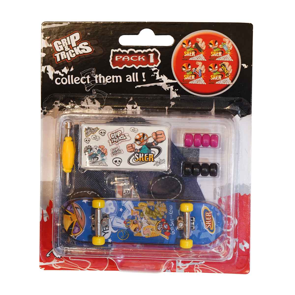 Играчка За Пръсти Skateboard, Син, с Емоджи