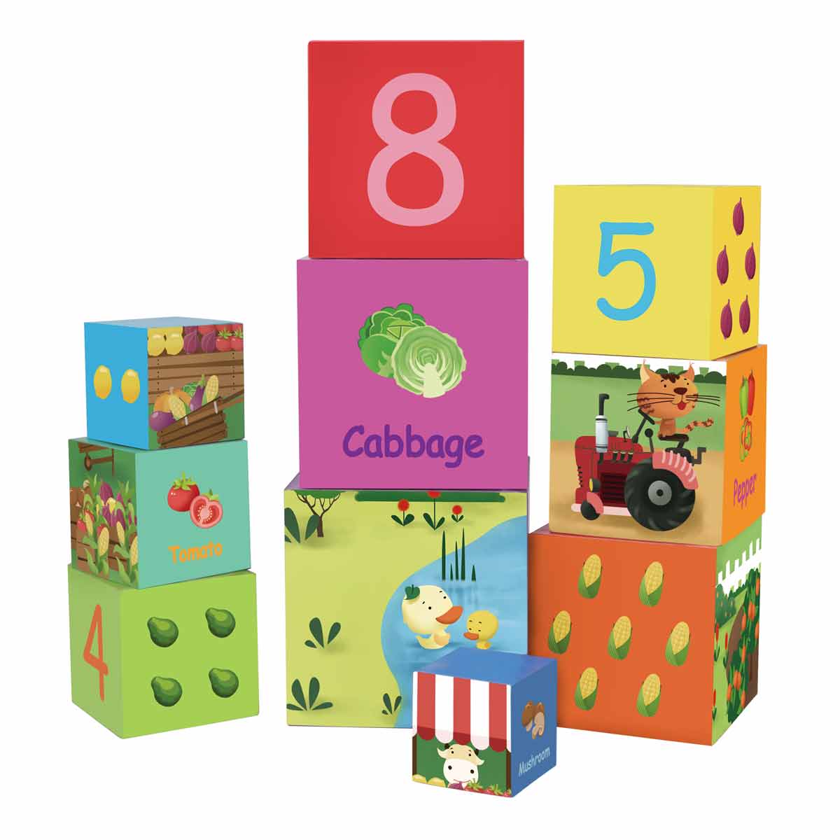 Cardboard Blocks for Stacking - Vegetables