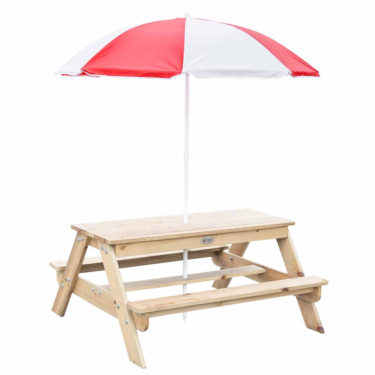 Children's Wooden Bench Set with Outdoor Play Table
