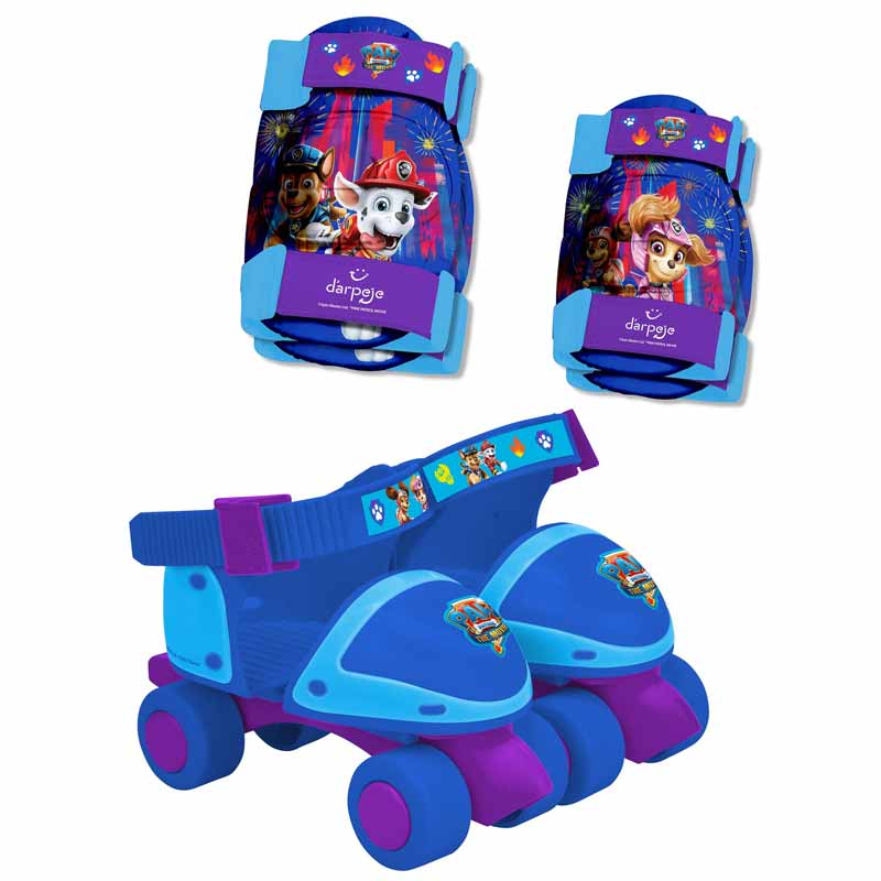 Комплект Ролкови Кънки, Наколенки и Налакътници Paw Patrol Movie, 24-29 Номер