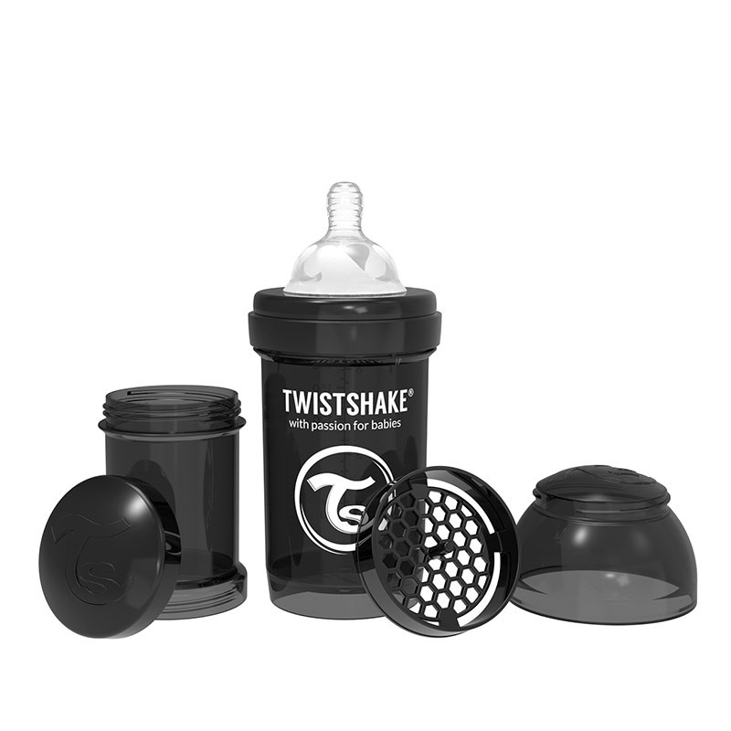 Twistshake 180ml Black Baby Anti-Colic Bottle