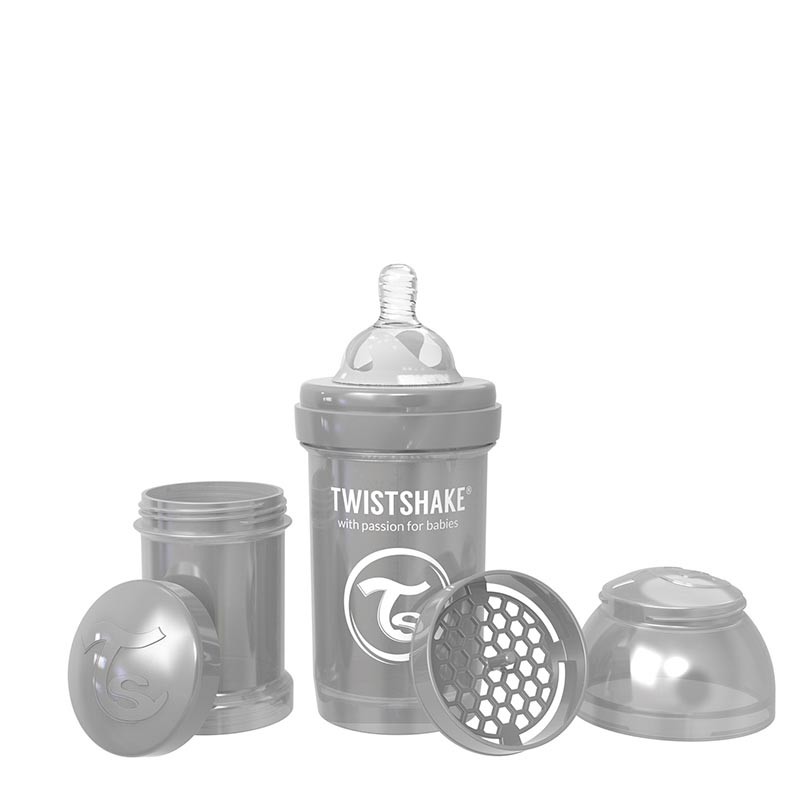Twistshake 180 ml Anti-Colic Baby Bottle - Pearl Grey Collection