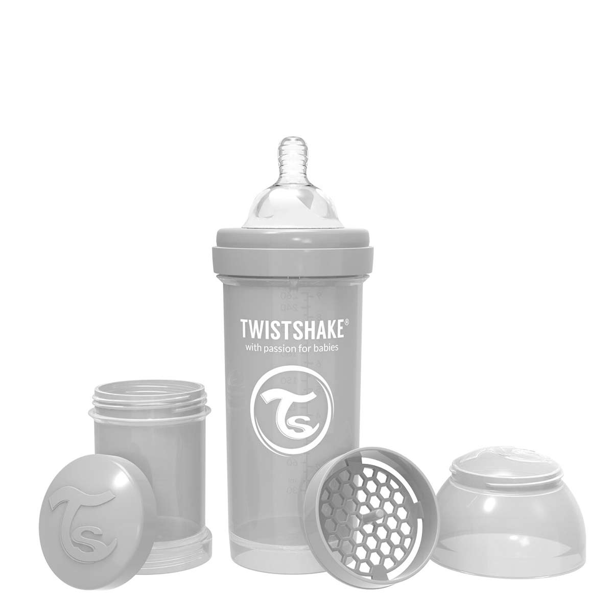 Bottle for Babies Against Colic Twistshake 260 ml Grey