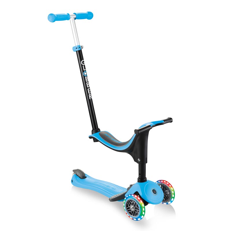 Тротинетка Globber 4 в 1 Със Стабилизатор, Go Up Sporty Plus Lights – Небесно Синя