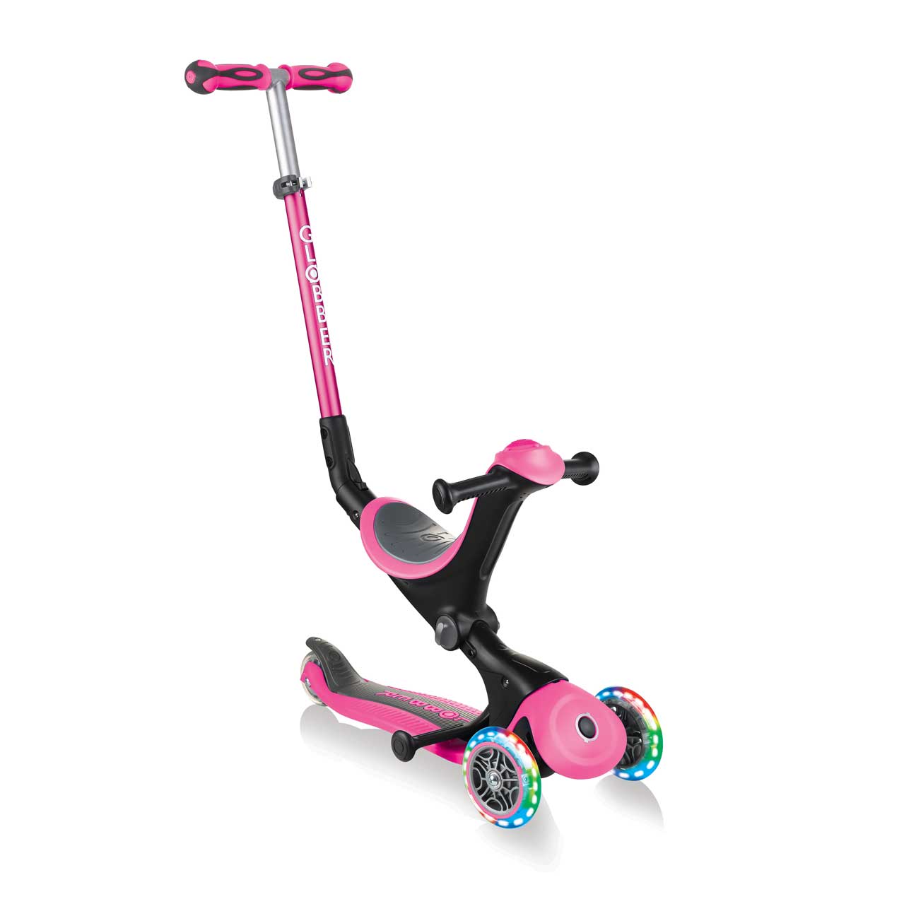 Тротинетка Globber, Go Up Deluxe Lights, 5 в 1 - Розова