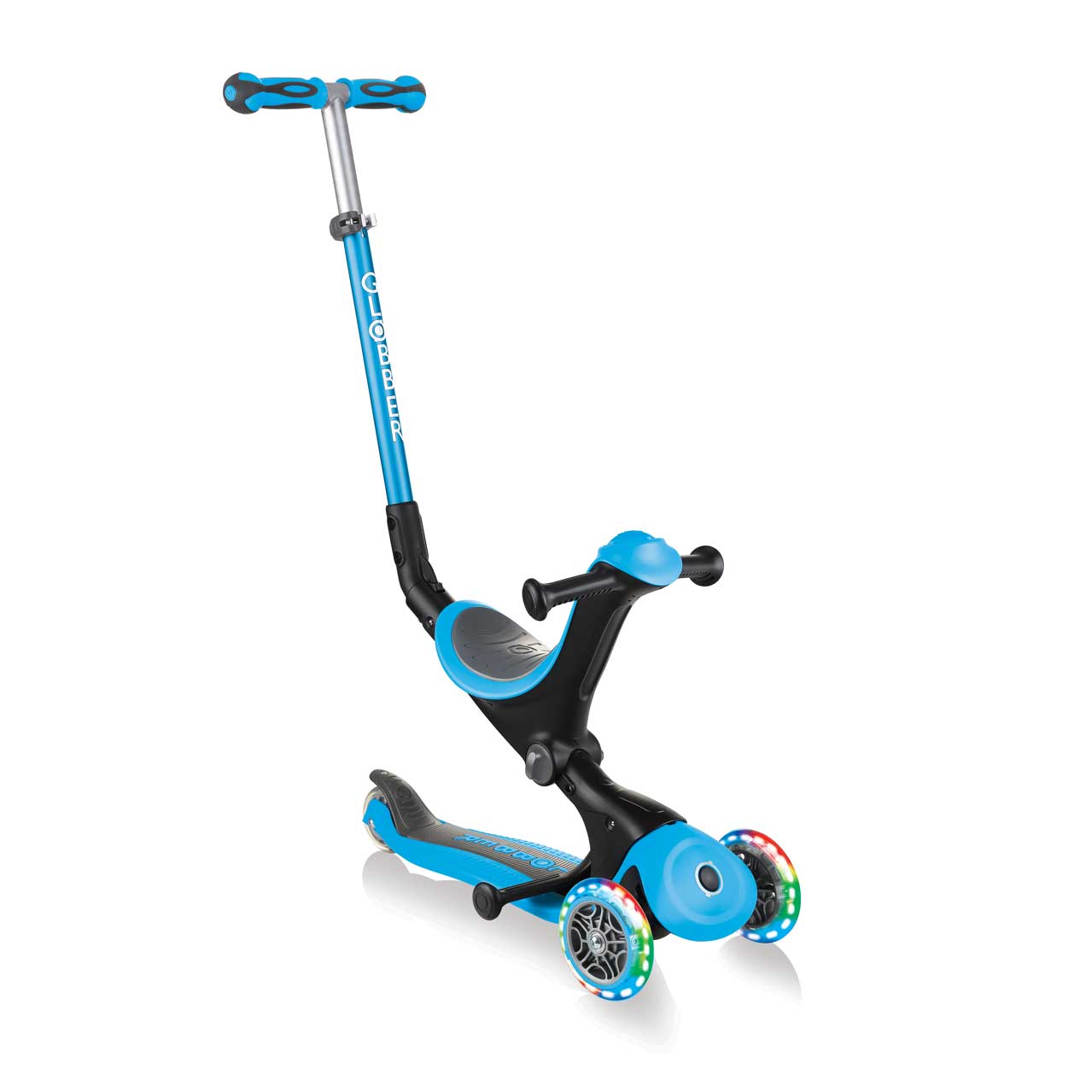 Тротинетка Globber, Go Up Deluxe Lights, 5 в 1 - Синя