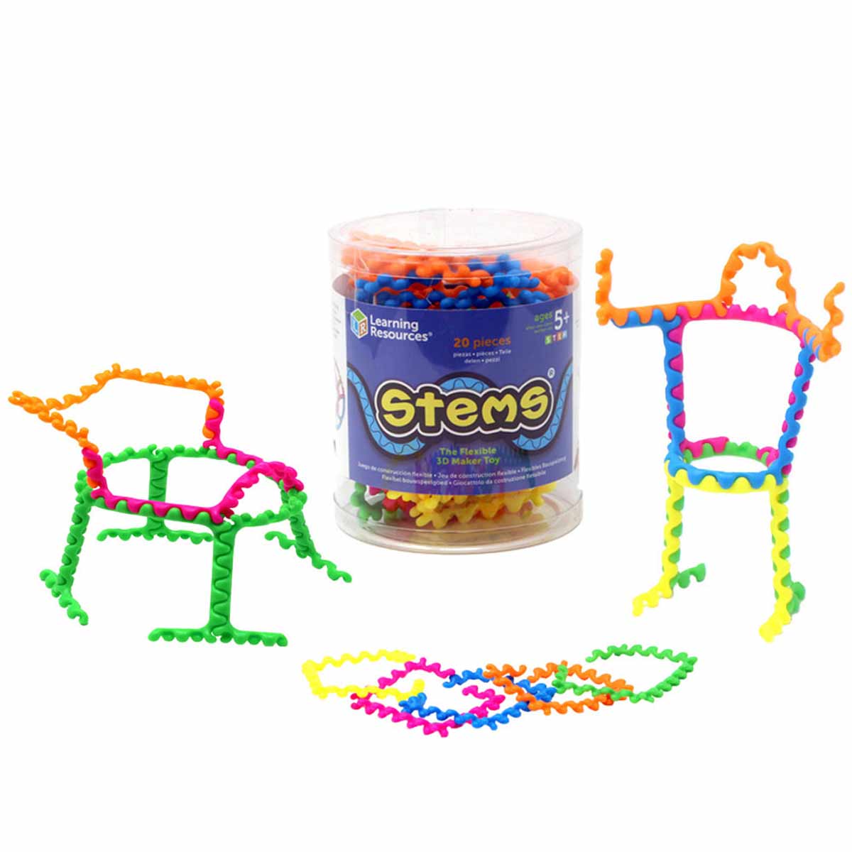 Цветен Конструктор с Гъвкави Части - 20 Броя, Stems
